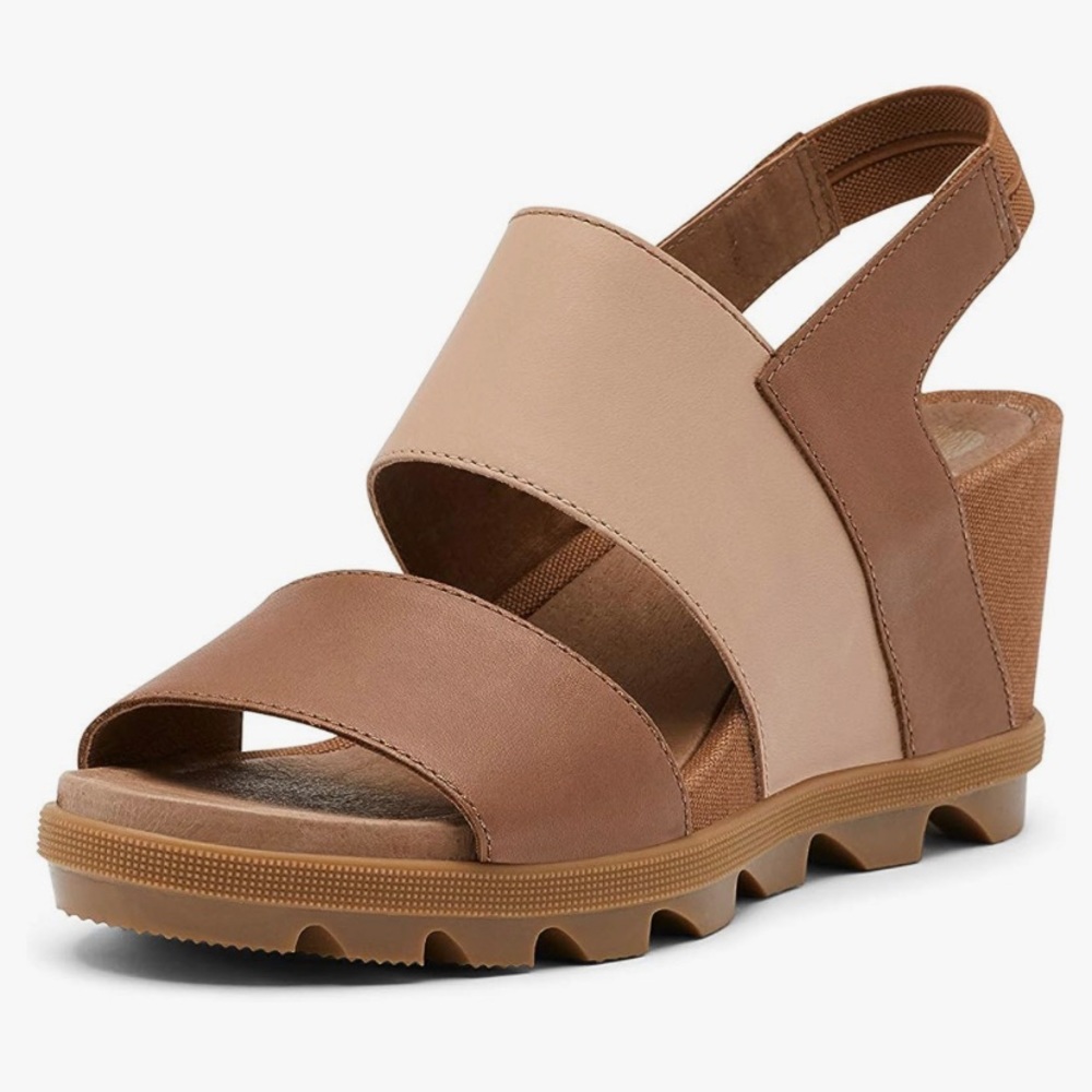 Sorel Women's Joanie II Slingback Wedge Sandal Velvet Tan size 8.5